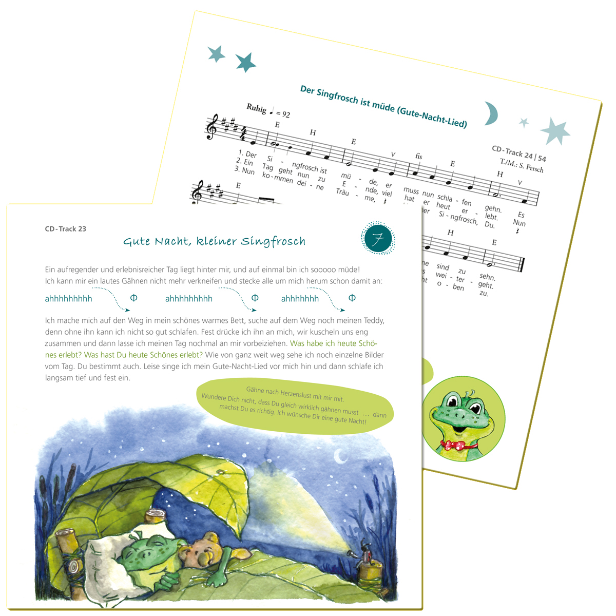 Collage Singfrosch Innenseiten transparent Singfrosch Buch Innenseiten Ansicht